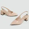 Sandalias de Cuero Genuino de Punta Abierta con Tacón Grueso, Punta Fina Francesa, Corte Bajo, Cómodos Zapatos de Tacón Alto Individuales, Venta al por Mayor, Transfronterizos Europeos y Americanos, para Mujer