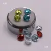 Safira Azul Claro Oceânico Corte Milênio Rosa Octogonal Zircônia Pedra Solta Brincos Pingente Irregular Super Brilho com Strass