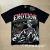 2025 Nova Marca Americana Tendência Camiseta de Manga Curta Estampada com Letras Retrô Hot Diamond Hip-Hop Masculina e Feminina Algodão