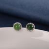 Brincos de prata esterlina s925 com incrustações de jade hetian coroa brincos de nicho femininos simples personalizados