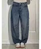 [Customização de Jeans] Calças de Perna Reta Soltas de Perna Larga Jeans de Algodão Elástico Roupas Customização