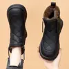 Botas de neve de sola reta em couro genuíno para mulheres, novo estilo de inverno 2026, com forro de fleece adicional para calor extra, espessadas para isolamento, impermeáveis e antiderrapantes, botas curtas