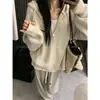 3618 # Yoloshop [Jenga 2.0] Sudadera con Capucha Coreana con Chaqueta de Punto con Cremallera
