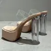 Zapatos de tacón alto para aumentar la altura de 13 cm, Modelo Nuevo 2026, Sandalias con Tira Transparente para Mujer, Uso en Exteriores, Tacón Grueso, Plataforma Gruesa, Plataforma Impermeable para Personas Bajitas