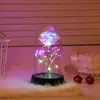 Venta al por mayor del fabricante Flor Artificial Flor de Papel de Aluminio Color Oro Rosa Luz Nocturna Luminosa Recuerdo Regalo de Vacaciones para Niñas Adornos de Escritorio