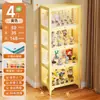 Vitrine de Vidro, Armário de Estatuetas para Sala de Estar, Estante de Aço com Portas, Armário de Armazenamento de Blind Box, Armário de Armazenamento em Camadas, Vitrine Estilo Creme