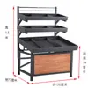 Prateleira de Frutas Yonghui Supermercado Exibição Aço Madeira Ilha Prateleira de Legumes Multi-Camada Ajustável Trapezoidal Plataforma Comercial