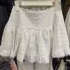 2025 Bolo Magro Elegante Versátil Fada Moda Verão Estilo Coreano Saia de Renda Linha A Cor Pura Saia Tutu