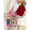 Bolso cubo graffiti chica estampado lienzo bolsa de almuerzo estilo coreano lonchera mano lindo bolso para mamá cilindro