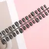 Parche de Arte para Uñas Terminadas Transfronterizo Nuevo Ojo de Gato Negro Uñas Portables Cortas en Forma de T Uñas Postizas Removibles 30 Piezas Uñas