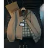 Jaqueta com zíper e lapela color block estilo celeiro de manga comprida para homens, novo estilo americano outono e inverno, jaqueta casual patchwork cool e estilosa