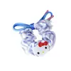 Goma para el pelo de Gato Kt Estilo Coreano con Lazo, Anillo Grande Rayado Azul Refrescante para el Pelo, Cuerda para el Pelo, Goma para Moño