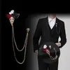 Broche hecho a mano para hombre y mujer, ramillete de MC, accesorios de ramillete para traje, broche de borla de rosa coreana, ramillete negro