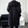 Rompevientos Casual de Largo Medio Otoño 2021 Color Puro Talla Grande Holgado Rompevientos para Hombre Abrigo de Largo Medio Chaqueta con Costuras Superpuestas para Hombre
