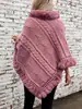 Capa de Punto Grueso Oversize Cálida para Otoño e Invierno con Cuello de Piel Sintética de Conejo 2024 Nuevo Abrigo Suéter de Punto Grueso Transfronterizo