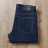 Jeans de Negocios de Lujo de Alta Gama para Hombre, Mezclilla de Sarga Lavada Azul, Algodón Tencel Ultradelgado, Cintura Media, Corte Recto, Verano 2024
