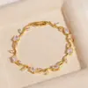Pulsera de Tulipán de Lujo Ligero de Alta Retención de Color, Diamante de Color Incrustado en Cobre, de Venta Caliente Transfronteriza, para Mujer, Elegante Joyería de Flor de Zirconia