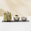 Juego de Té de Viaje Pintado a Mano Estilo Chino para una Persona Bebiendo Tazón Cubierto de Niña Portátil para Acampar al Aire Libre Preparación de Té Taza Rápida