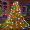 Luz de Ponta de Árvore em Formato de Anel LED Transfronteiriça Luz de Árvore de Natal Baixa Tensão Estrela de Cinco Pontas Cascata Árvore Suspensa Água Corrente Fio de Luz de Natal