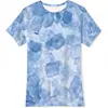 Atacado Europeu e Americano Transfronteiriço Mais Vendido Impressão Digital 3D Cubo de Gelo Frio Efeito Tridimensional Camiseta Casual de Manga Curta de Verão para Crianças