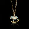 Marca de Moda de Dibujos Animados Más Vendida Esmalte Pegamento Carrusel Collar Lujo Ligero Pequeño Multi-Pamine Linda Cadena para Clavícula