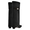 Calças de salto grosso Botas Cross-border Novas botas femininas de cano grande e bico fino com fivela de metal Botas médias longas pretas tamanho grande