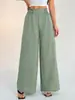 2026 Comercio exterior transfronterizo europeo y americano sitio independiente Amazon moda bolsillo color liso elástico pantalones de pierna ancha ropa de mujer
