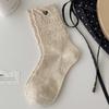Calcetines de Media Pantorrilla para Mujer Primavera y Otoño Encaje de Burbujas Calcetines Caídos Estilo Miu Calcetines Largos Sencillos Algodón Puro Calcetines para Mujer Venta al por Mayor