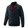 Chaqueta de Negocios para Hombre con Cuello Alto Transfronteriza Chaqueta de Béisbol Delgada Casual Abrigo Trendy para Hombre de Manga Larga de Longitud Media