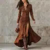 Vestido Popular Europeo y Americano Transfronterizo Delgado con Cremallera Cuello Alto Abertura Larga Estación Independiente de Amazon Otoño e Invierno 2025