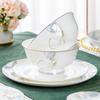 Vajilla de cerámica Jingdezhen de porcelana de hueso, vajilla para el hogar de lujo ligero, tazón, plato, tazón para arroz, tazón para fideos, tazón para sopa, regalo de inauguración de la casa, tazón