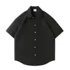 Ropa de Hombre Beijie 2026 Verano Nueva Llegada Camisa de Manga Corta de Color Sólido Hombres Moda Holgada Camisa con Bolsillo de Parche Manga Media Prendas de Abrigo
