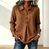 Ropa Europea y Americana Transfronteriza para Mujer Sitio Independiente de Amazon Primavera y Otoño 2026 Nueva Camisa de Algodón y Lino de Color Sólido para Mujer con Botones y Manga Larga