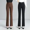Calça Flare Feminina 2026 Nova Coleção Primavera e Outono Cintura Alta Emagrecimento Casual Calça de Alfaiataria com Elasticidade e Efeito de Caimento Slim Fit Calça Boca de Sino
