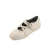 Zapatos planos de cuero para mujer con plataforma interior para aumentar la altura, nuevo estilo 2026, versátiles zapatos Mary Jane retro con tiras cruzadas y un toque deportivo