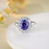 Huevo de paloma 8*10 Diamante de alto carbono Tan San Zi Plata S925 anillo de zafiro simulado anillo de diamante anillo de propuesta europeo y americano