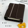 Caderno A7 de Folhas Soltas Marrom Escuro Estilo Xiaohongshu com Dupla Argola, Diário e Bloco de Notas Portátil Criativo e Estiloso