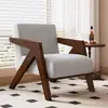 Sofá Individual de Madera Maciza Nórdica Richard Estilo Vintage Francés Sillón Sofá para Sala de Estar Silla de Balcón para Ocio Sofá Perezoso