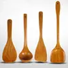 Cor Natural Kit com 4 Espátulas de Madeira Kemu para Panela Antiaderente Espátula de Madeira Espátula de Madeira Espátula Especial de Madeira para Panela Antiaderente
