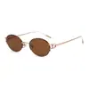 Óculos de Sol Fak Mesmo Estilo Ultra Leve Titânio Puro 52 Oval Meia Armação 98764 Óculos de Sol Estilo Old Money Feminino Meio Açúcar Mischa