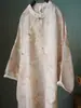 Vestido Cheongsam de Lino Artístico Retro Estilo Verano 2026 con Cuello Alto, Botones Diagonales, Botones, de Longitud Media, de una Sola Capa 266092