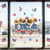 Pegatinas de Vidrio con Mariposas Florales Rojas, Azules y Blancas para el Día de la Independencia Americana, Pegatinas Estáticas para Ventana sin Adhesivo, Pegatinas Decorativas para Ambiente Festivo