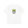 Moda Feminina de Verão Tendência Marca Estampada Gola Redonda Manga Curta Novo Estilo 230g Algodão Puro Casual Feminino Camiseta Pesada Roupas