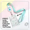 Porta-Cartão Transparente Deslizante Desenho Animado Anti-Perda Cartão de Campus Porta-Cartão de Água Cordão para Pescoço Capa Protetora para Crachá de Trabalho Lanyard Estilo Fofo
