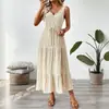 Saia Casual de Férias Amazon 2025 Verão Novo Europeu e Americano Transfronteiriço Texturizada Sem Mangas Vestido de Praia