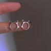 Aretes de Corazón Asimétricos Estilo Coreano de Aguja de Plata 925 Nuevo Estilo de Hebilla para la Oreja de Moda Aretes Populares de Corazón de Durazno Orejas Simples