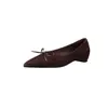 Zapatos de Tacón Grueso para Mujer Chuyuji Vintage Mate con Lazo Punta Fina Boca Baja 2026 Nuevos