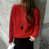 Suéter de Tricô Escovado Peça Única Sem Costura para Mulheres, Gola Meia-Alta, Manga Longa, Novo Estilo Outono/Inverno, Quente, Amigo da Pele, Camada Base Pulôver