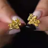 Aretes de Oro Arena Vietnamita Hielo Triturado Riqueza Instantánea para Mujer, Vintage, Juveniles, Lujosos, Lindos Aretes Dorados del Año del Caballo