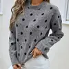 Novo suéter redondo retrô de bolinhas estilo coreano para estudantes, pulôver de outono e inverno, malha casual de manga longa com caimento solto para usar como peça externa